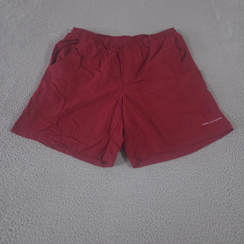 Columbia Shorts Mens Large Red Backcast PFG Omni-Shade UPF 50+ Lined Fishing